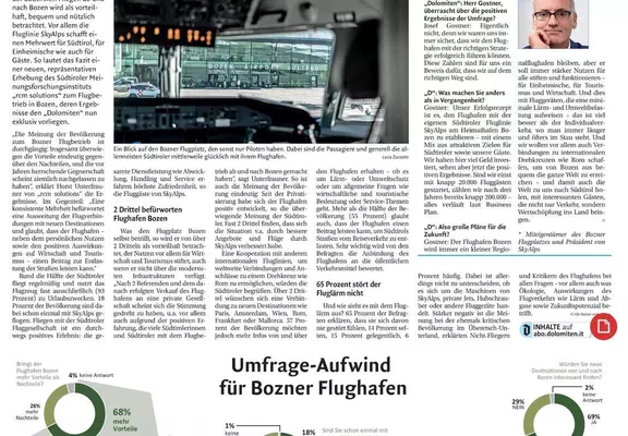 Artikel Dolomiten Befragung Flughafen Oktober 2024